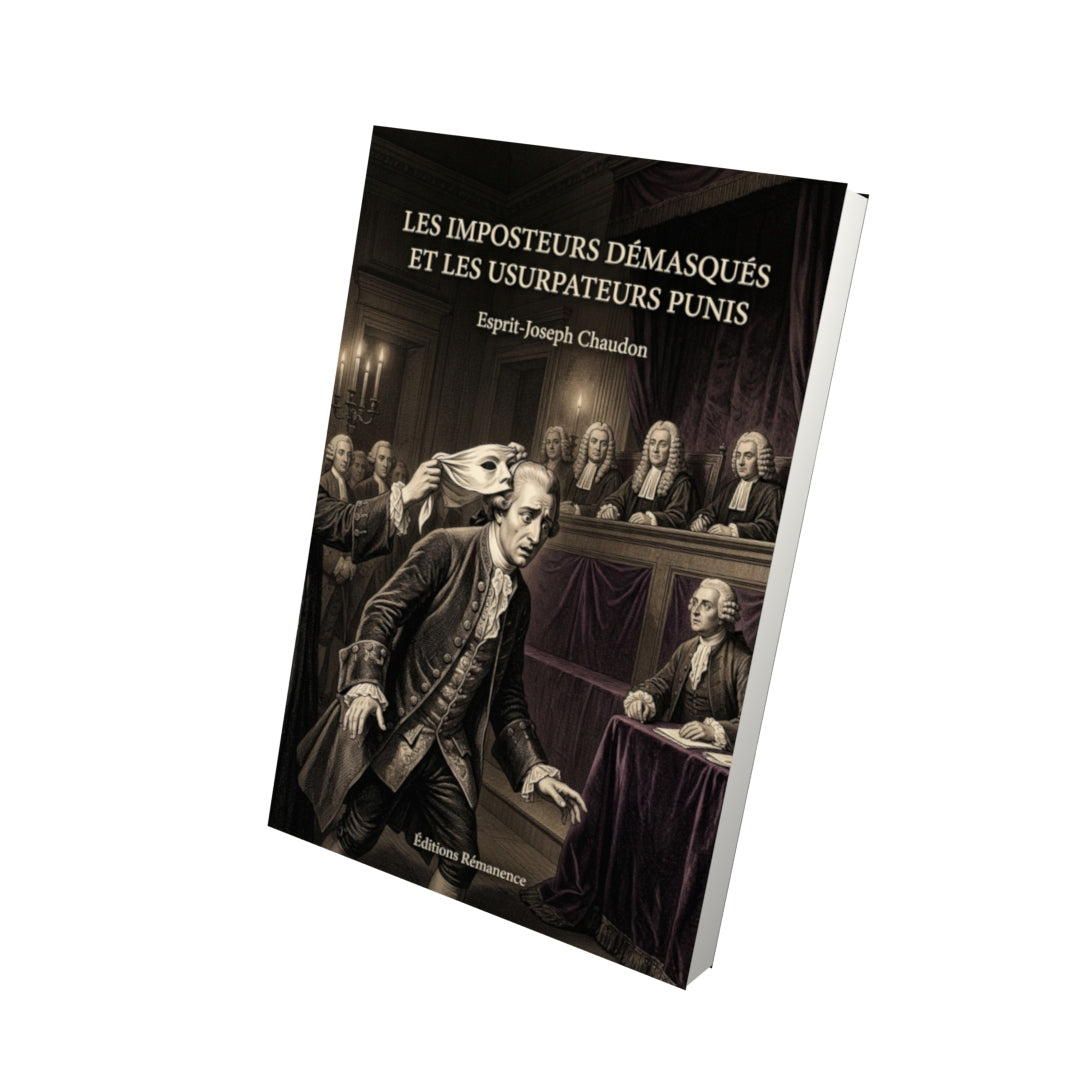 Livre Les Imposteurs démasqués et les Usurpateurs punis par Esprit-Joseph Chaudon - Vue 3D - Editions Remanence