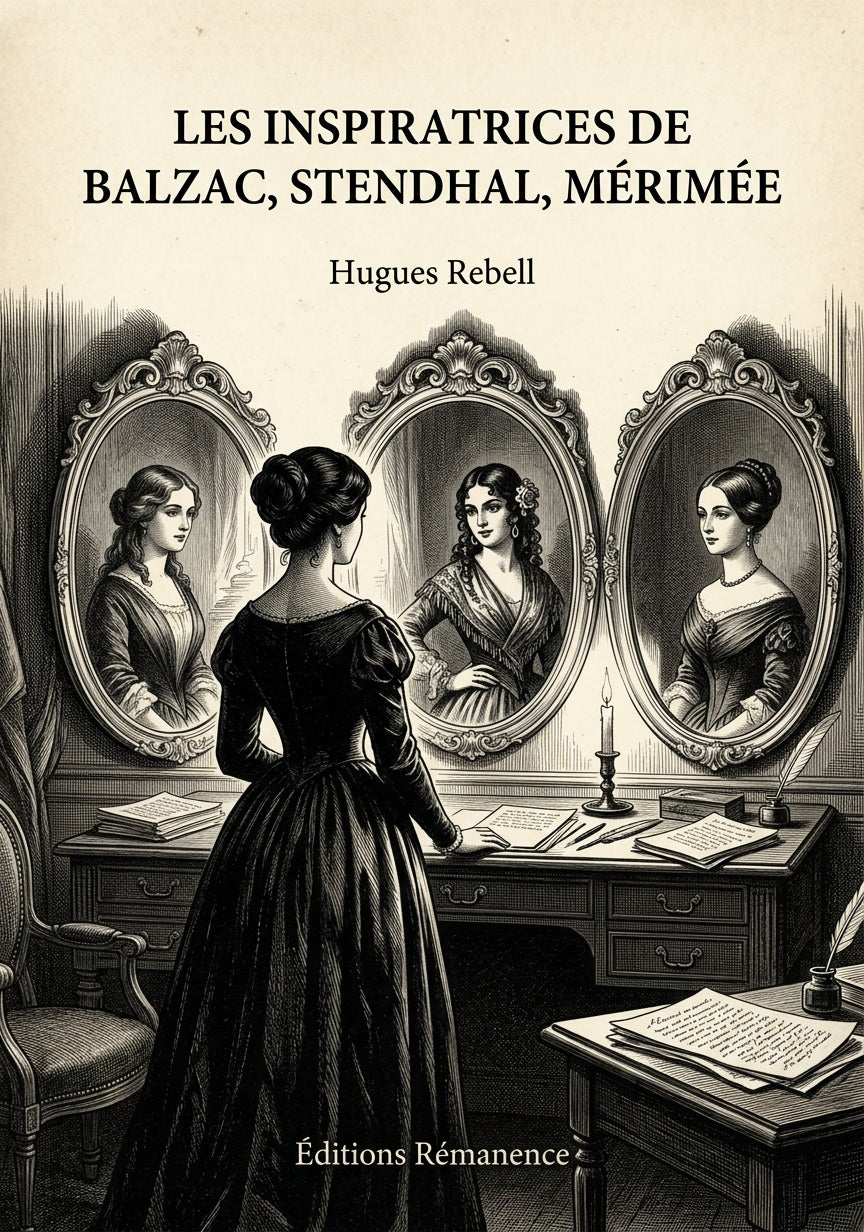 Livre Les Inspiratrices de Balzac, Stendhal, Mérimée par Hugues Rebell - Couverture - Editions Remanence