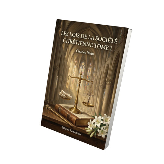 Livre les lois de la société chrétienne Tome 1 - Charles Périn - Vue 3D - Editions Remanence