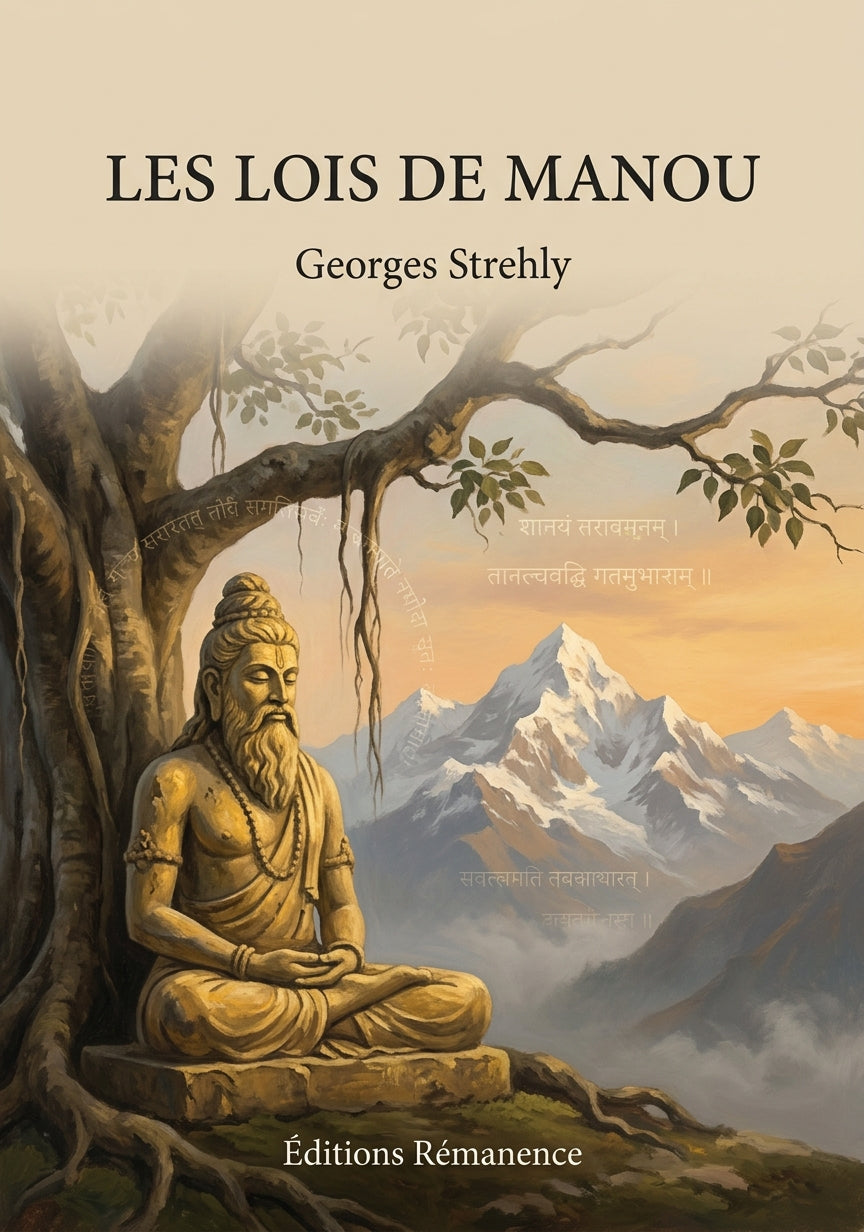 Livre Les Lois de Manou par Georges Strehly - Couverture - Editions Remanence