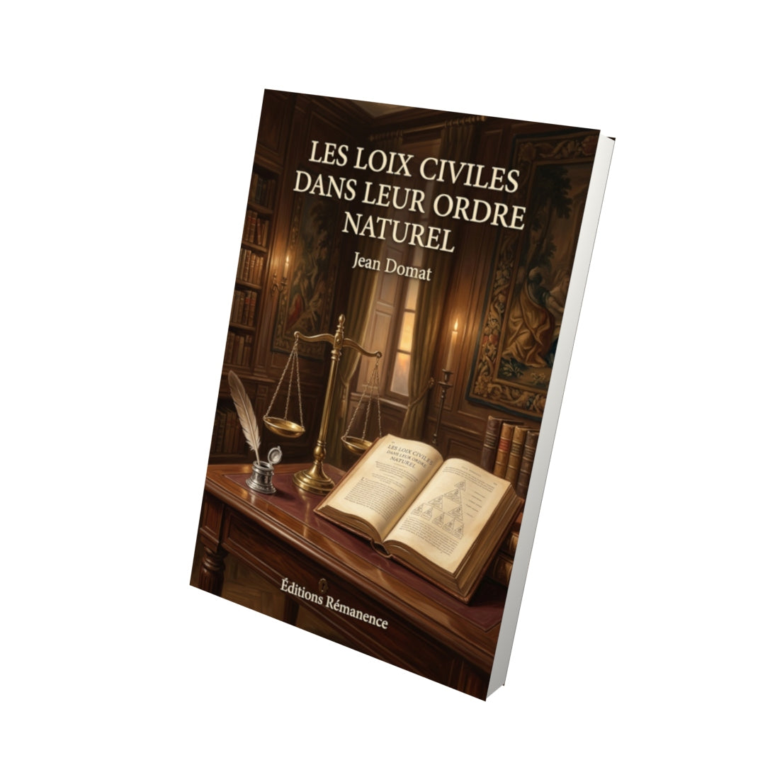 Livre Les Loix civiles dans leur ordre naturel par Jean Domat - Vue 3D - Editions Remanence