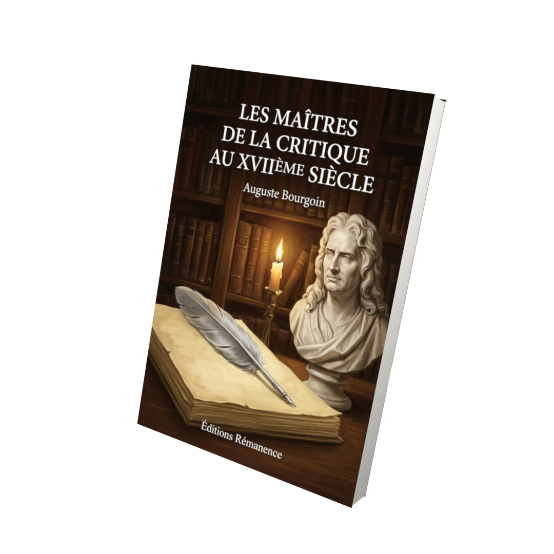 Livre Les Maîtres de la critique au XVIIème siècle par Auguste Bourgoin - Vue 3D - Editions Remanence