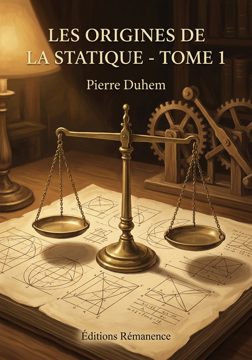Livre Les Origines de la statique - Tome 1 par Pierre Duhem - Couverture - Editions Remanence