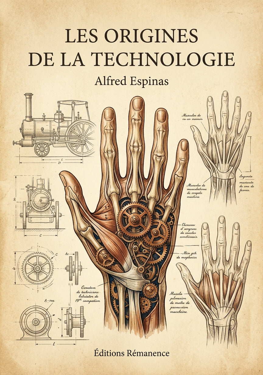 Livre Les Origines de la technologie par Alfred Espinas - Couverture - Editions Remanence