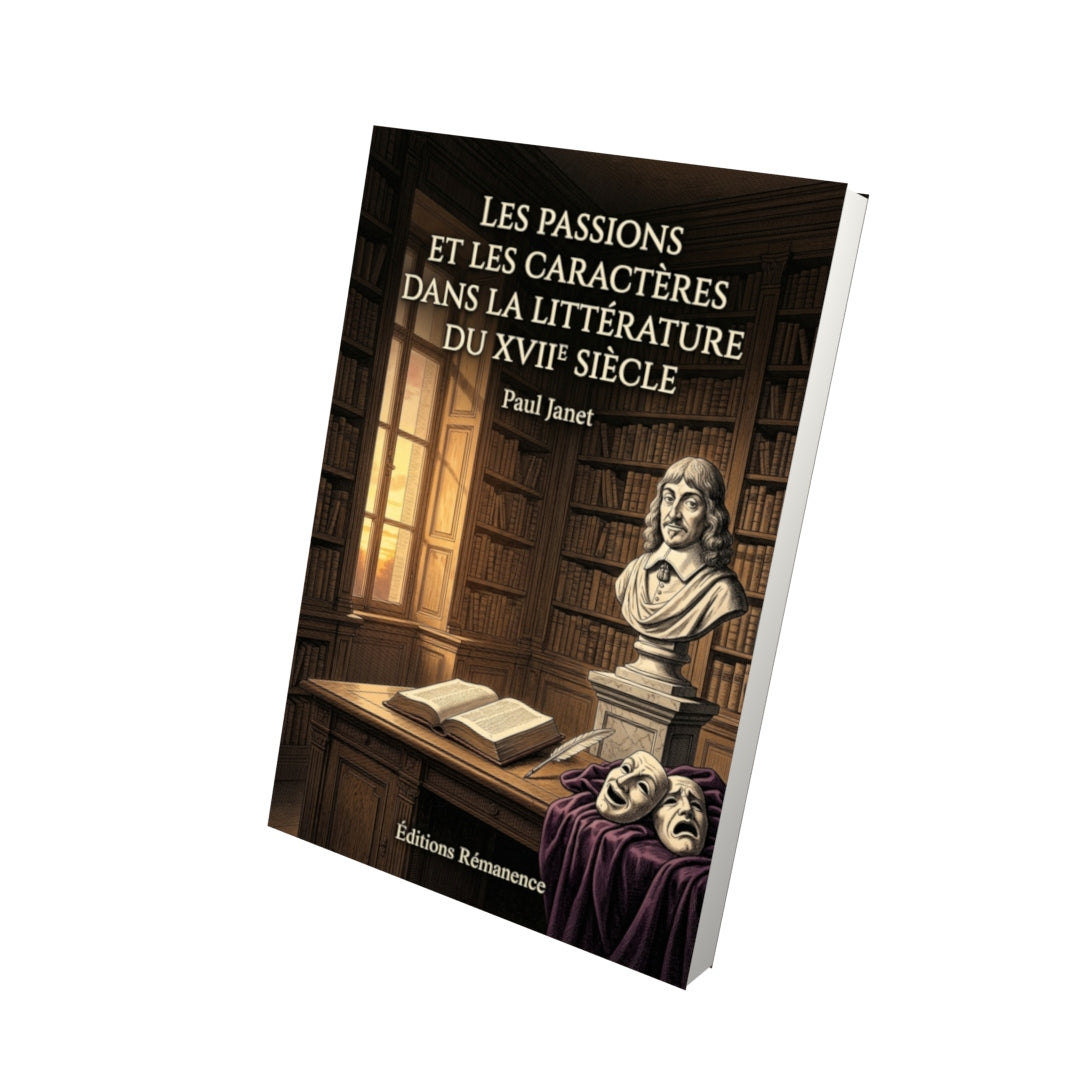 Livre Les Passions et les Caractères dans la littérature du XVIIe siècle par Paul Janet - Vue 3D - Editions Remanence