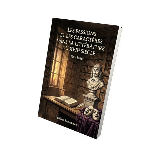 Livre Les Passions et les Caractères dans la littérature du XVIIe siècle par Paul Janet - Vue 3D - Editions Remanence