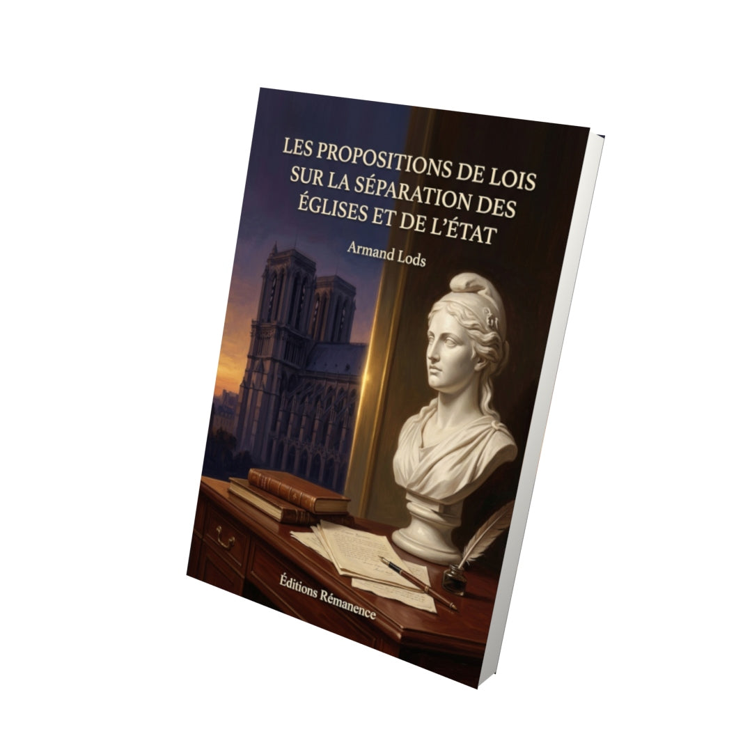 Livre Les Propositions de lois sur la séparation des Églises et de l’État par Armand Lods - Vue 3D - Editions Remanence