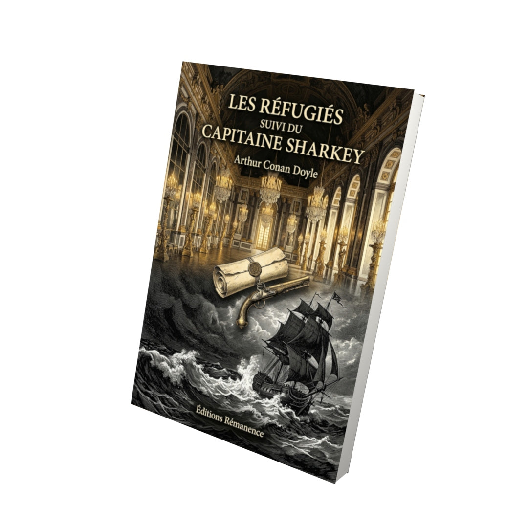 Livre Les Réfugiés suivi du Capitaine Sharkey par Arthur Conan Doyle - Vue 3D - Editions Remanence