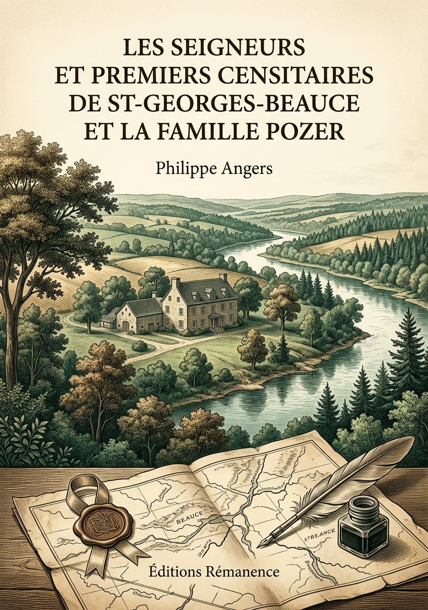 Livre Les Seigneurs et premiers censitaires de St-Georges-Beauce et la famille Pozer par Philippe Angers - Couverture - Editions Remanence
