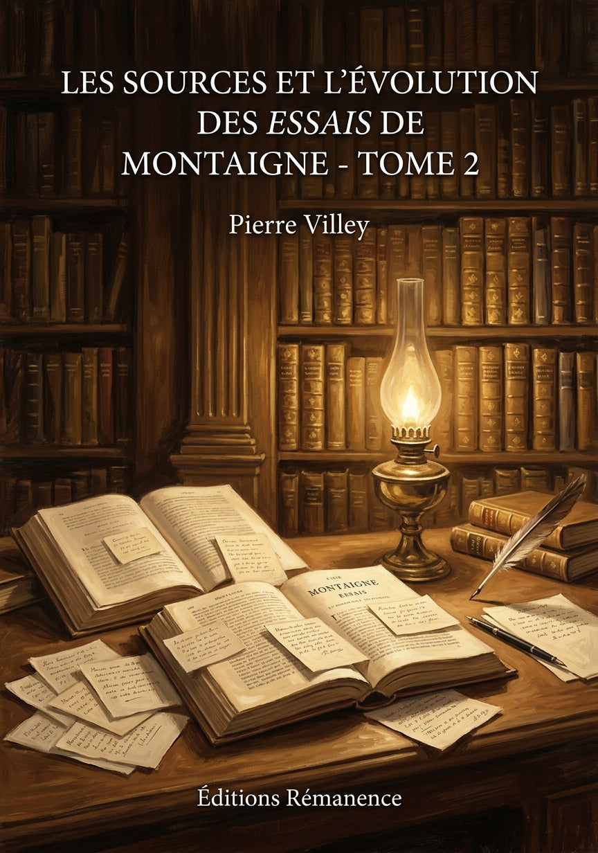 Livre Les Sources et l’évolution des Essais de Montaigne - Tome 2 par Pierre Villey - Couverture - Editions Remanence
