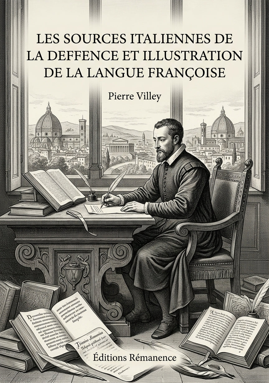 Livre Les Sources italiennes de la Deffence et Illustration de la langue françoise par Pierre Villey - Couverture - Editions Remanence