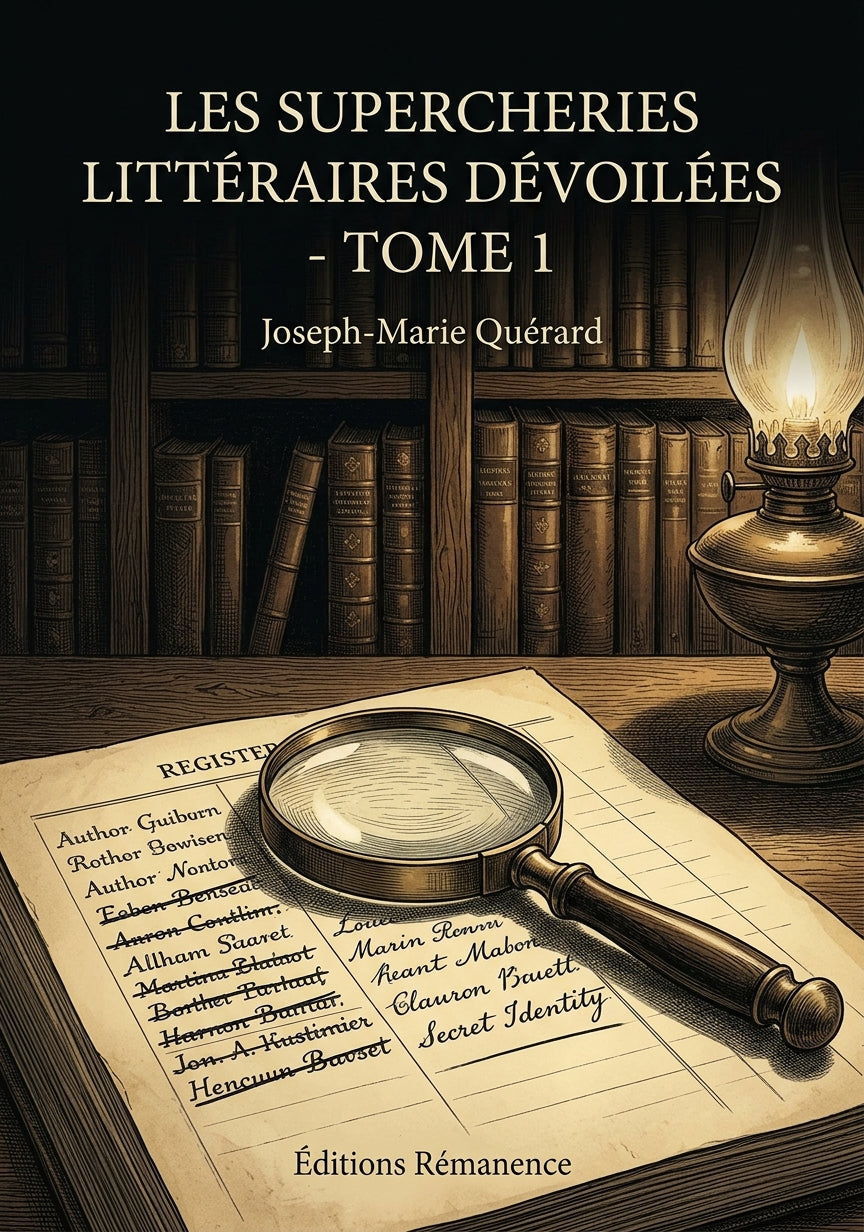 Livre Les Supercheries littéraires dévoilées - Tome 1 par Joseph-Marie Quérard - Couverture - Editions Remanence