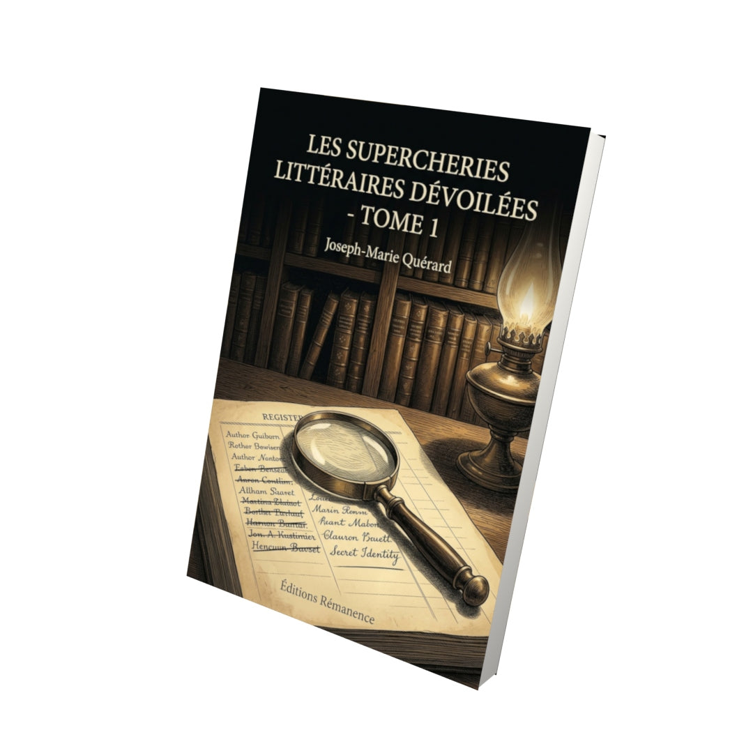 Livre Les Supercheries littéraires dévoilées - Tome 1 par Joseph-Marie Quérard - Vue 3D - Editions Remanence