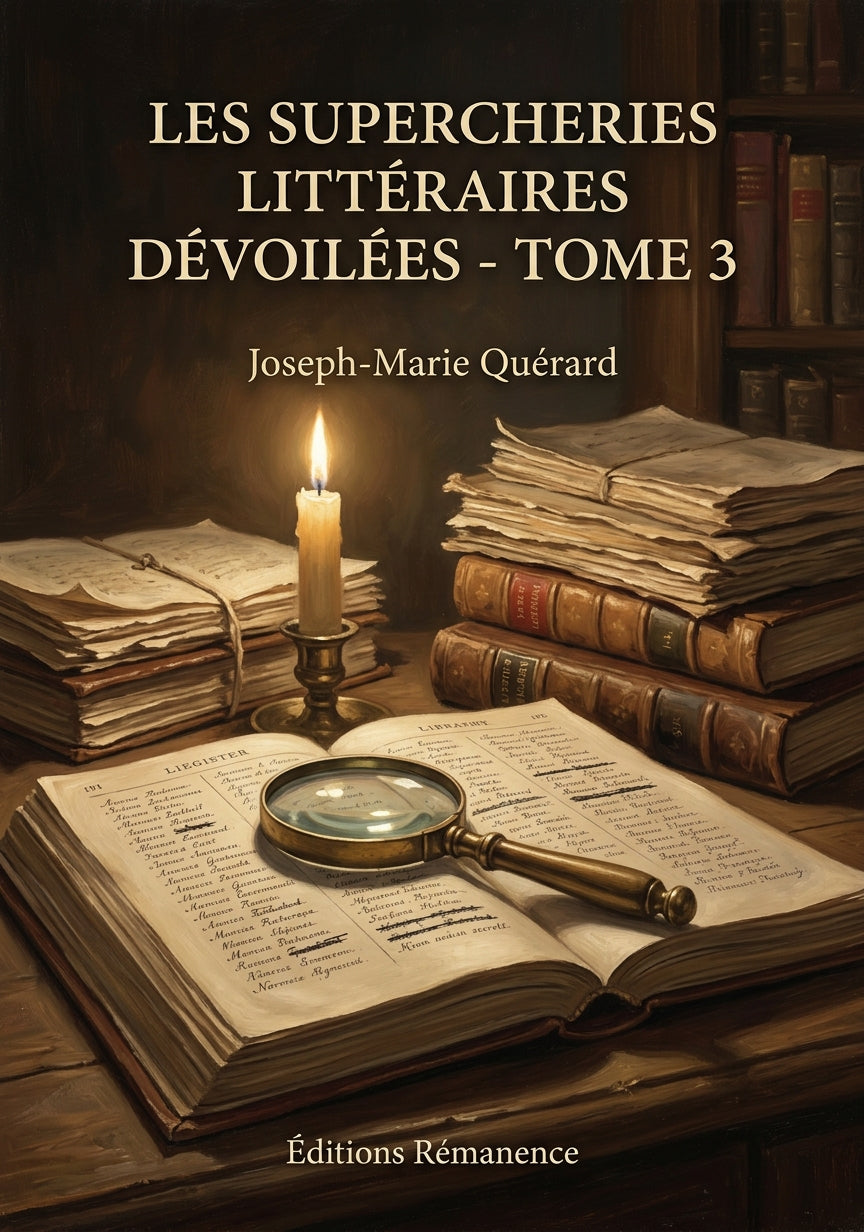 Livre Les Supercheries littéraires dévoilées - Tome 3 par Joseph-Marie Quérard - Couverture - Editions Remanence