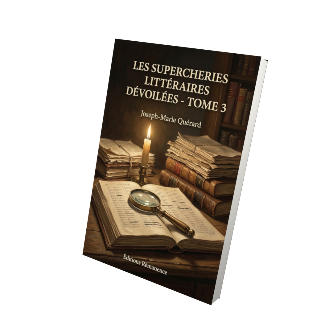 Livre Les Supercheries littéraires dévoilées - Tome 3 par Joseph-Marie Quérard - Vue 3D - Editions Remanence
