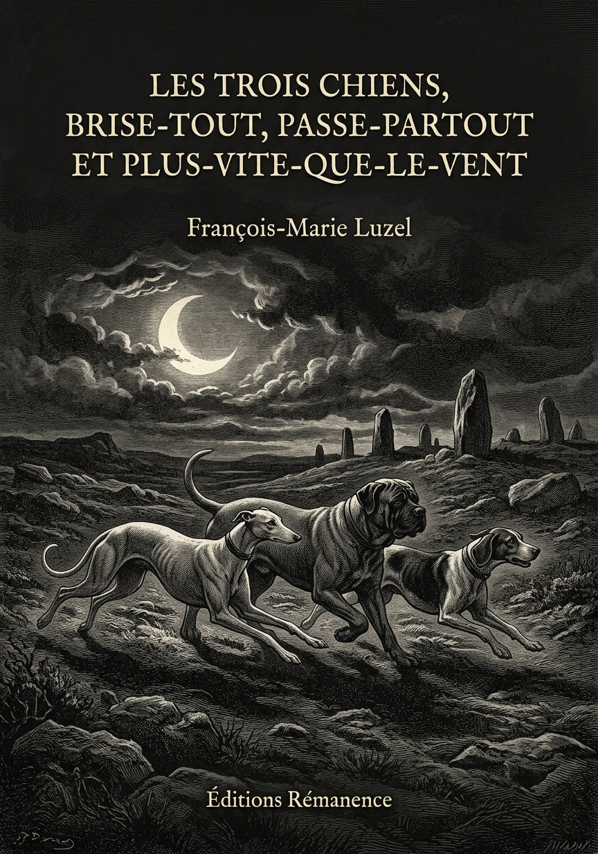 Livre Les trois chiens, Brise-Tout, Passe-Partout et Plus-Vite-que-le-Vent par François-Marie Luzel - Couverture - Editions Remanence