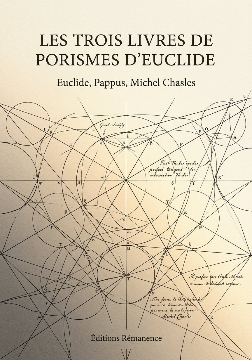 Livre Les Trois Livres de Porismes d'Euclide par Euclide, Pappus, Michel Chasles - Couverture - Editions Remanence