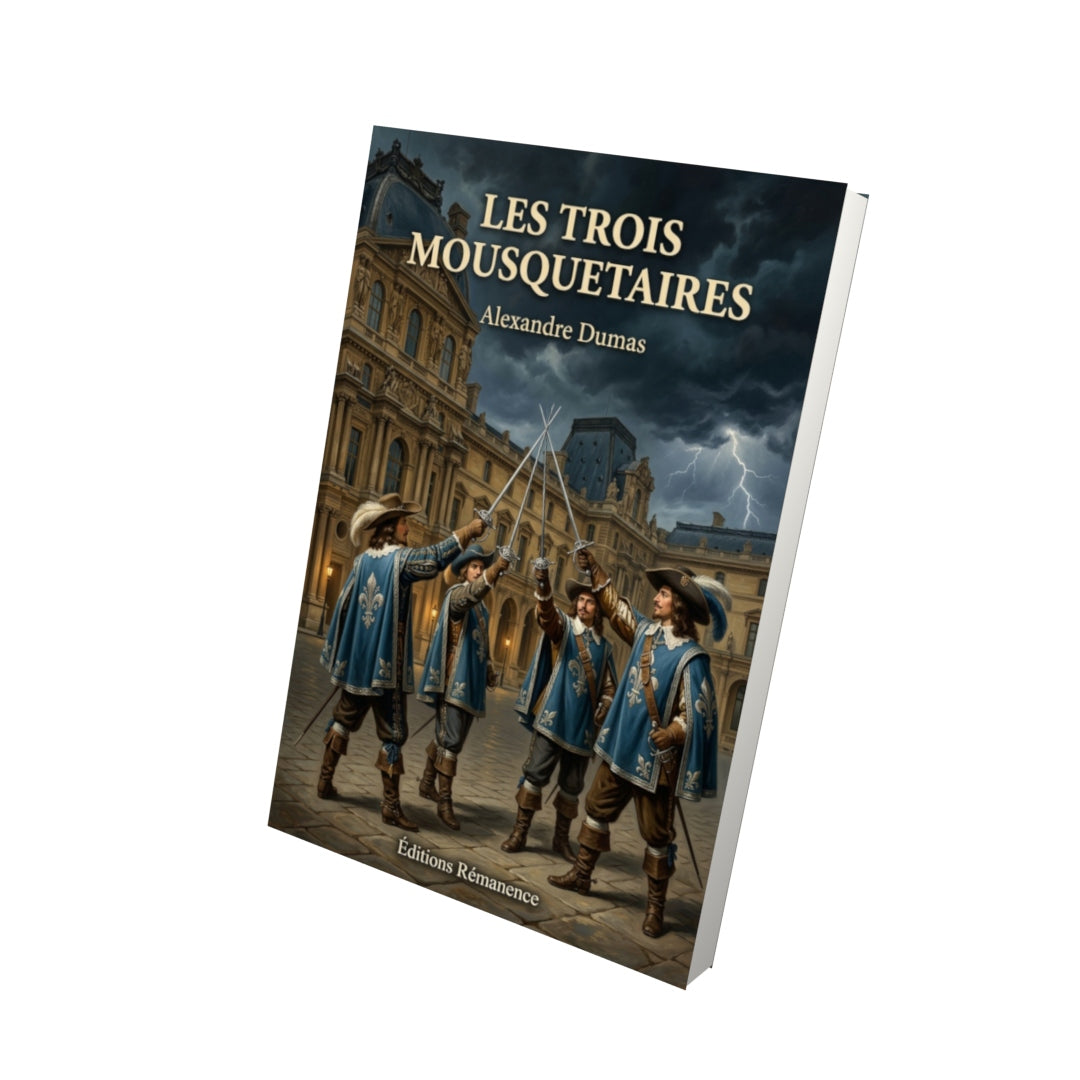 Livre Les Trois Mousquetaires par Alexandre Dumas - Vue 3D - Editions Remanence