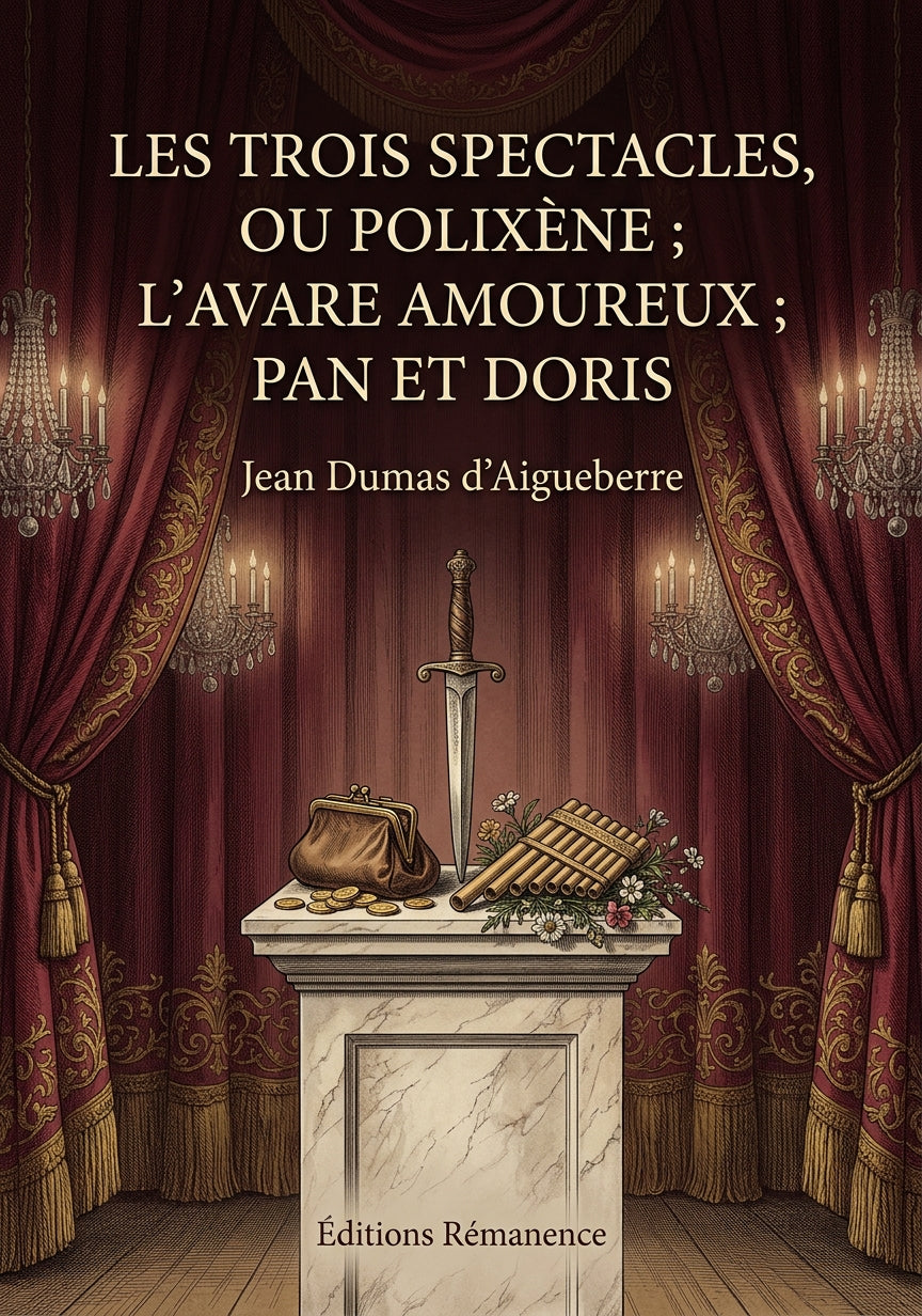 Livre Les Trois spectacles, ou Polixene ; L’Avare amoureux ; Pan et Doris par Jean Dumas d’Aigueberre - Couverture - Editions Remanence