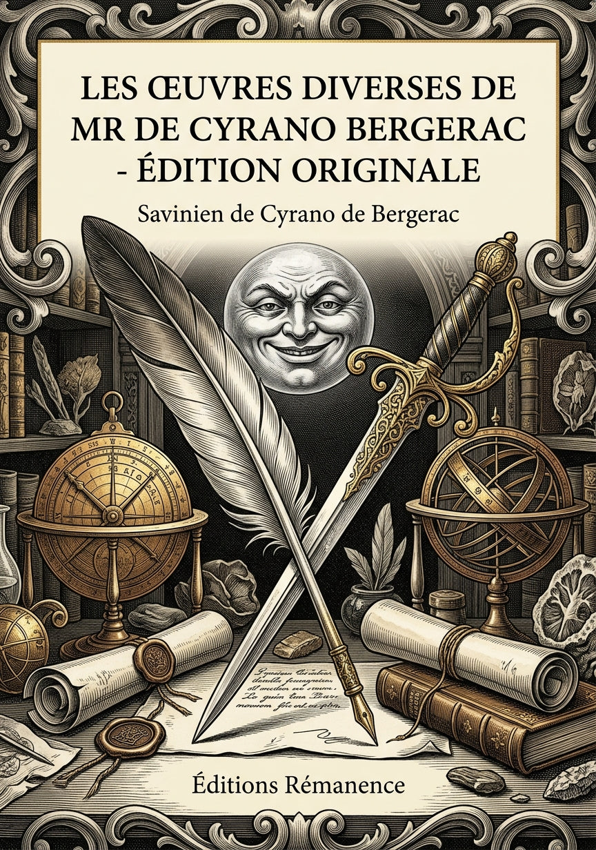 Livre Les œuvres diverses de Mr de Cyrano Bergerac - édition originale par Savinien de Cyrano de Bergerac - Couverture - Editions Remanence