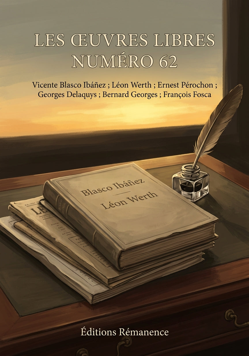 Livre Les Œuvres libres numéro 62 par Vicente Blasco Ibáñez ; Léon Werth ; Ernest Pérochon ; Georges Delaquys ; Bernard Georges ; François Fosca - Couverture - Editions Remanence