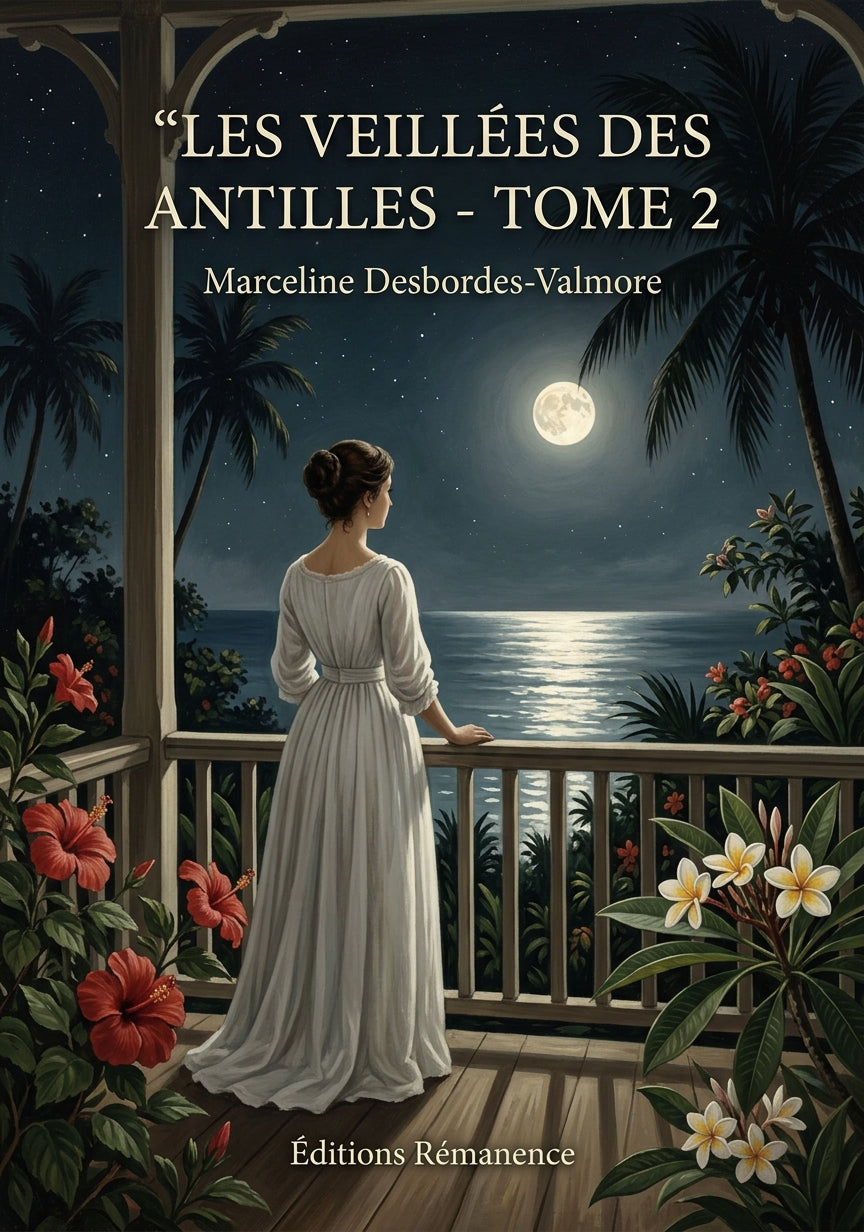 Livre Les Veillées des Antilles - Tome 2 par Marceline Desbordes-Valmore - Couverture - Editions Remanence