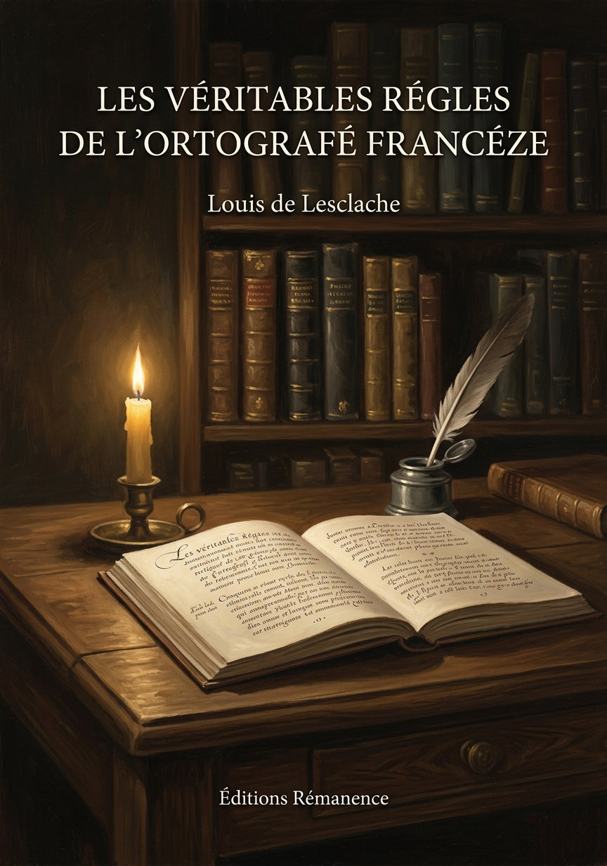 Livre Les Véritables régles de l’ortografe francéze par Louis de Lesclache - Couverture - Editions Remanence