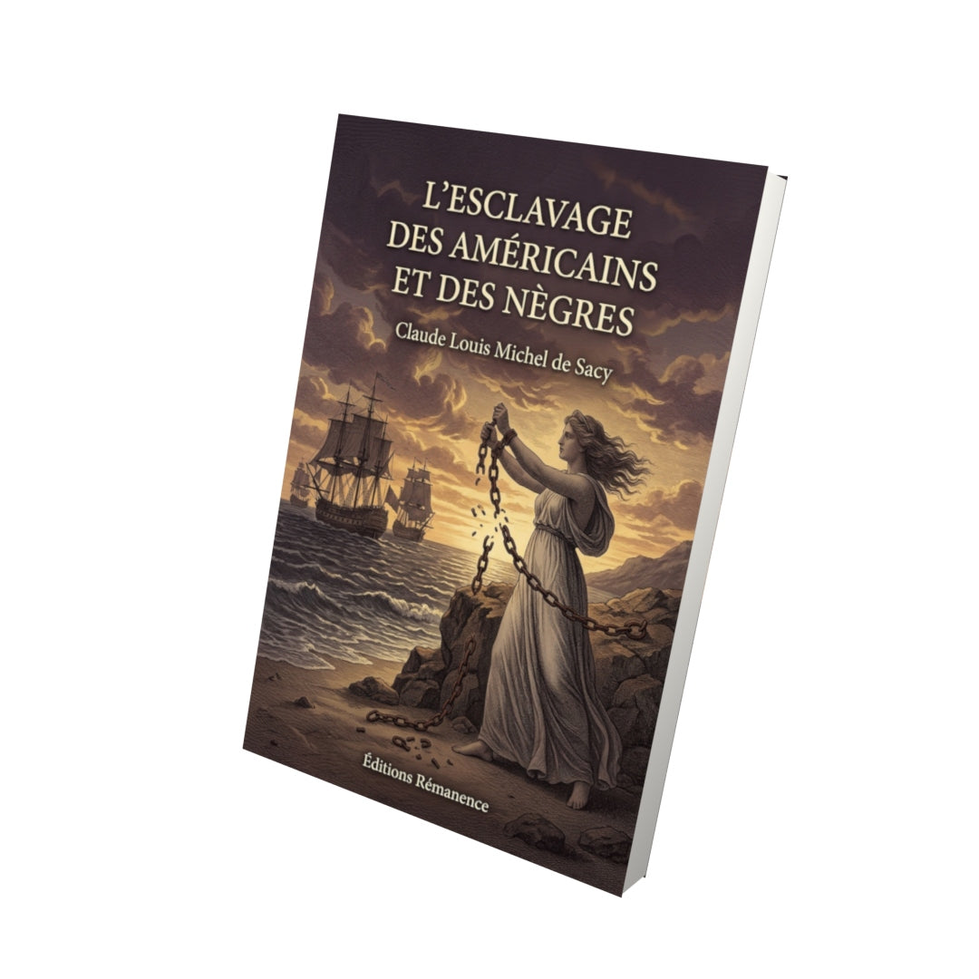 Livre L’Esclavage des Américains et des nègres par Claude Louis Michel de Sacy - Vue 3D - Editions Remanence