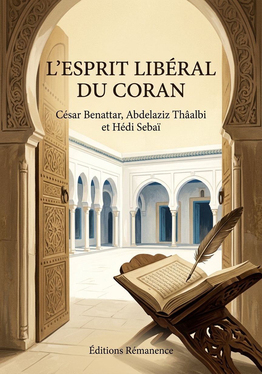 Livre L’Esprit libéral du Coran par César Benattar, Abdelaziz Thâalbi et Hédi Sebaï - Couverture - Editions Remanence