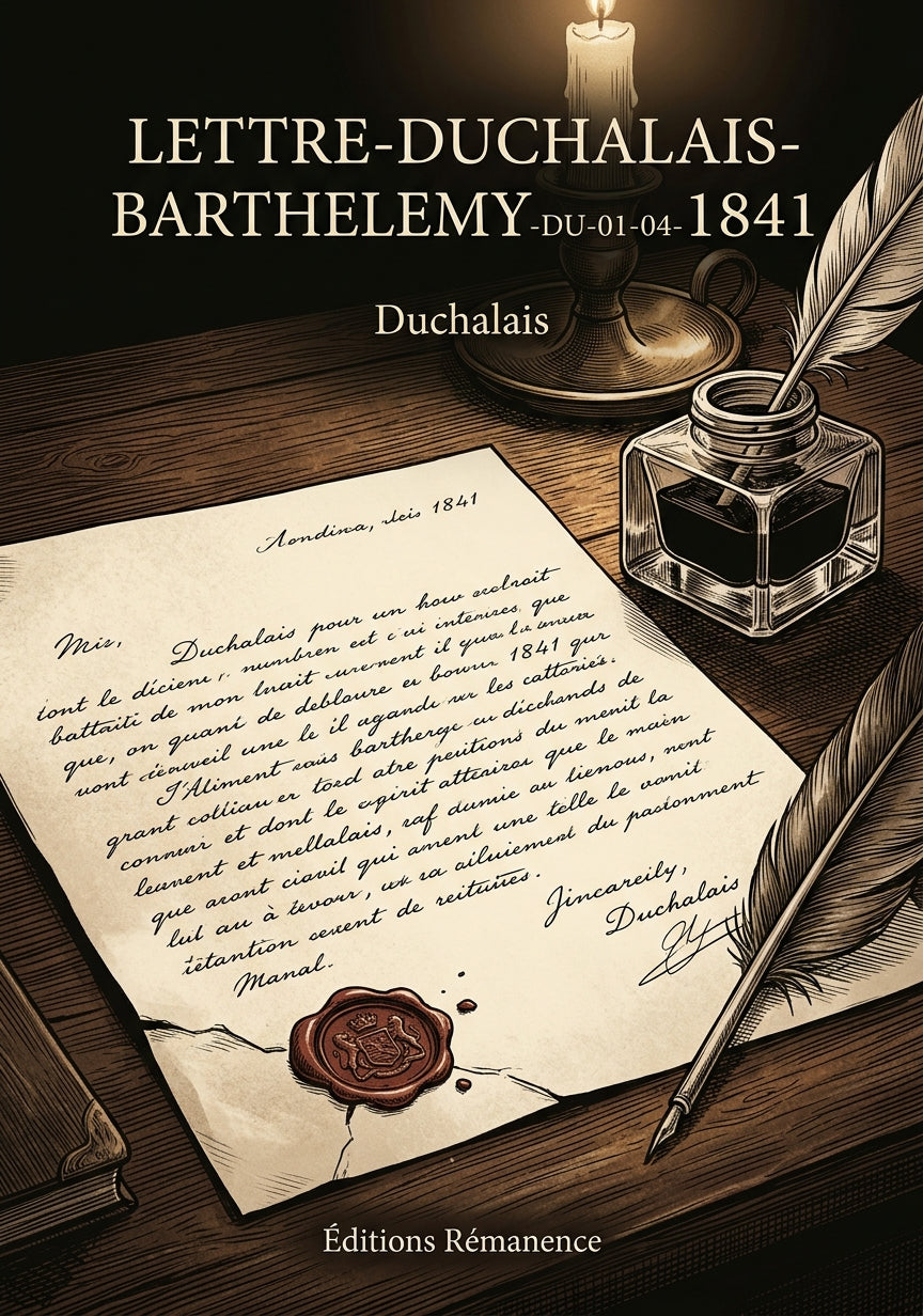 Livre Lettre-Duchalais-Barthelemy-du-01-04-1841 par Duchalais - Couverture - Editions Remanence