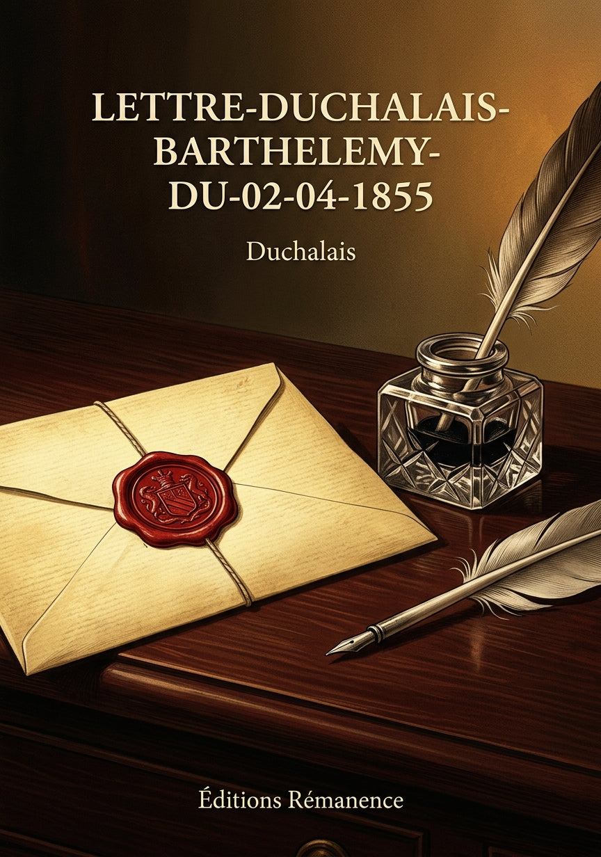 Livre Lettre-Duchalais-Barthelemy-du-02-04-1855 par Duchalais - Couverture - Editions Remanence
