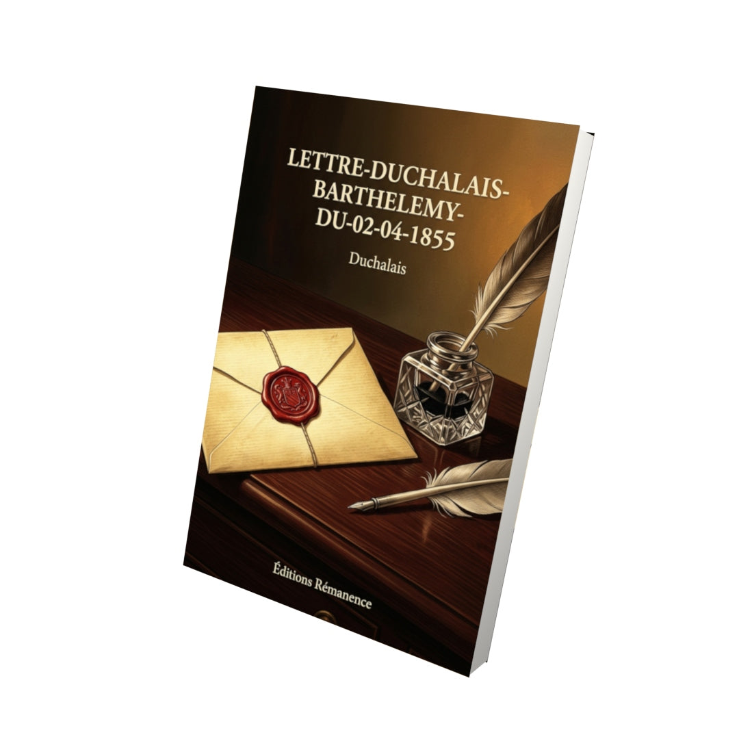 Livre Lettre-Duchalais-Barthelemy-du-02-04-1855 par Duchalais - Vue 3D - Editions Remanence