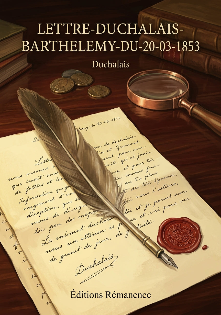Livre Lettre-Duchalais-Barthelemy-du-20-03-1853 par Duchalais - Couverture - Editions Remanence