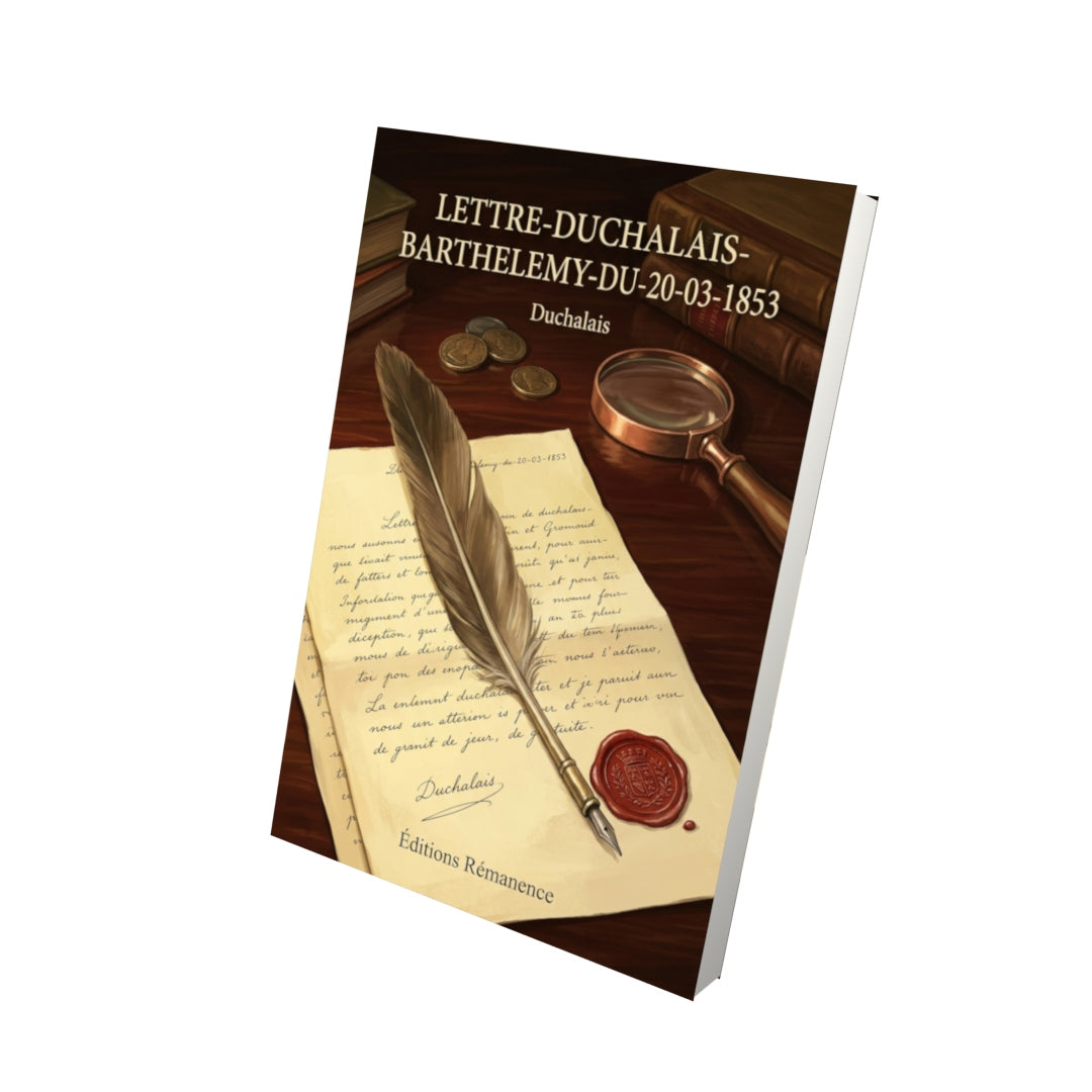 Livre Lettre-Duchalais-Barthelemy-du-20-03-1853 par Duchalais - Vue 3D - Editions Remanence