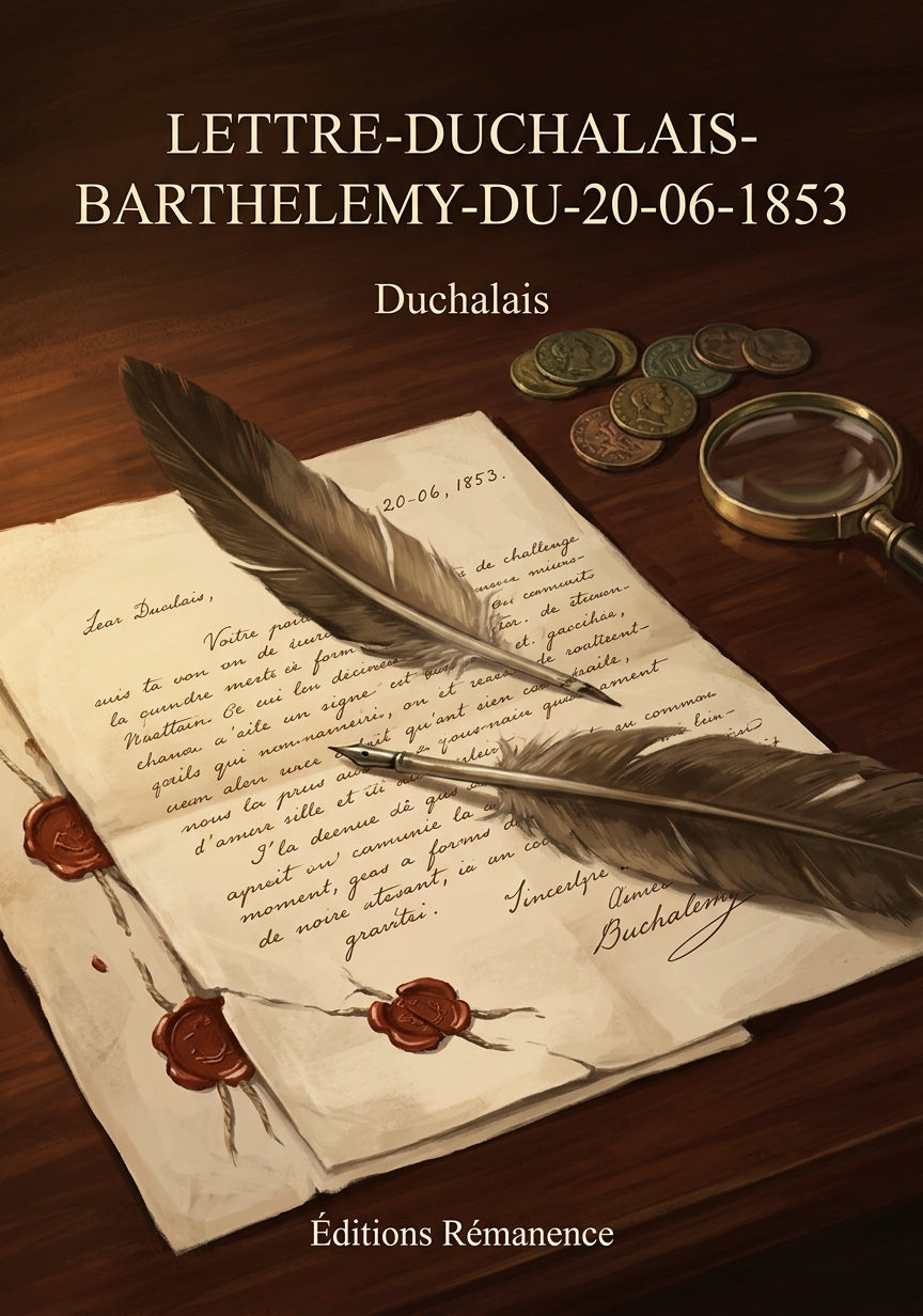 Livre Lettre-Duchalais-Barthelemy-du-20-06-1853 par Duchalais - Couverture - Editions Remanence