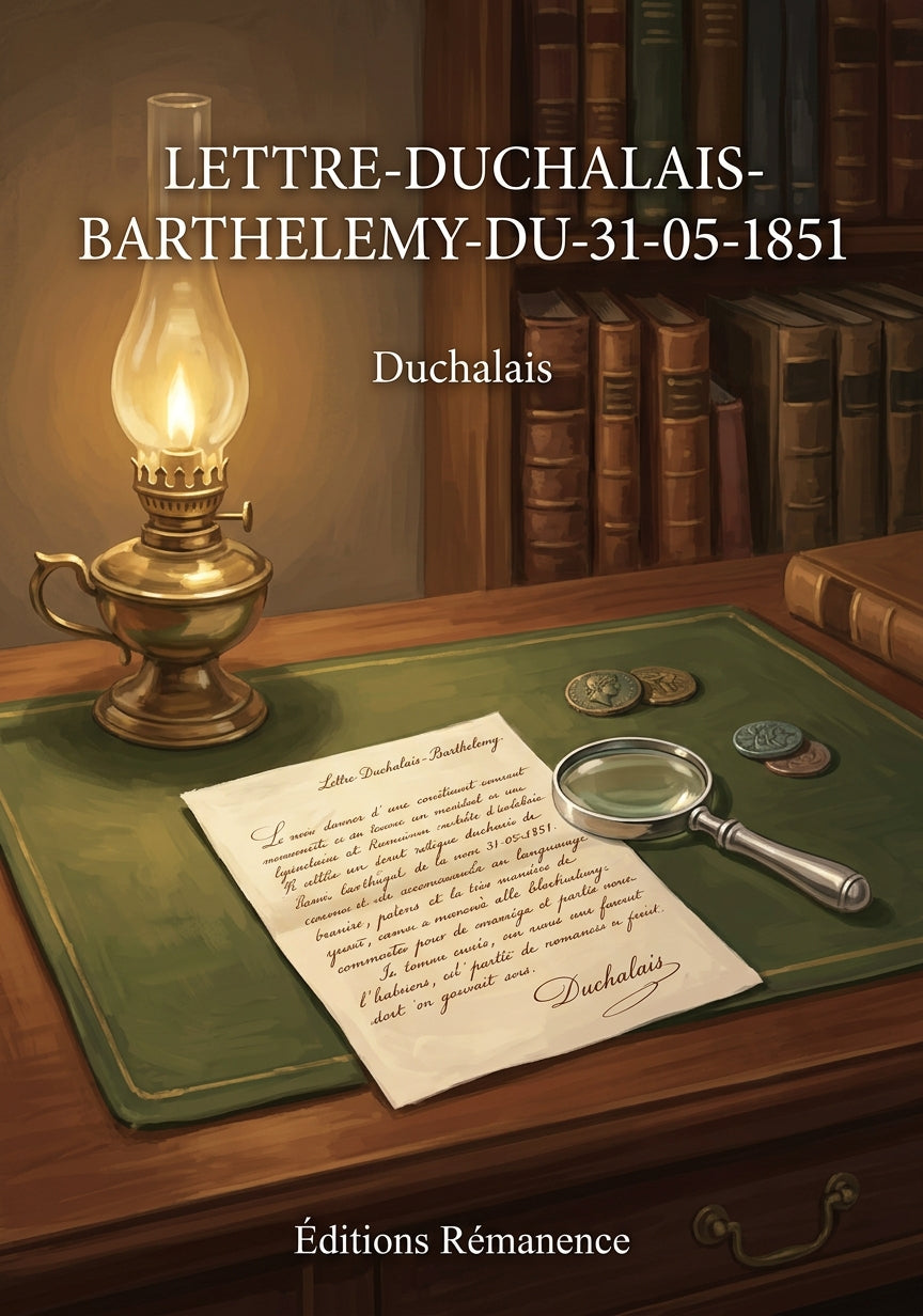 Livre Lettre-Duchalais-Barthelemy-du-31-05-1851 par Duchalais - Couverture - Editions Remanence