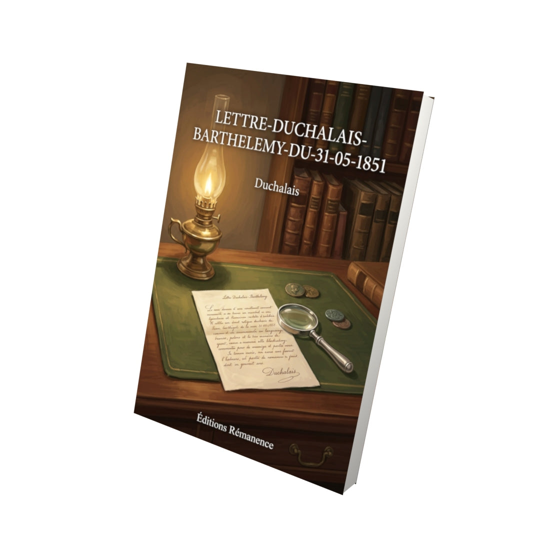Livre Lettre-Duchalais-Barthelemy-du-31-05-1851 par Duchalais - Vue 3D - Editions Remanence