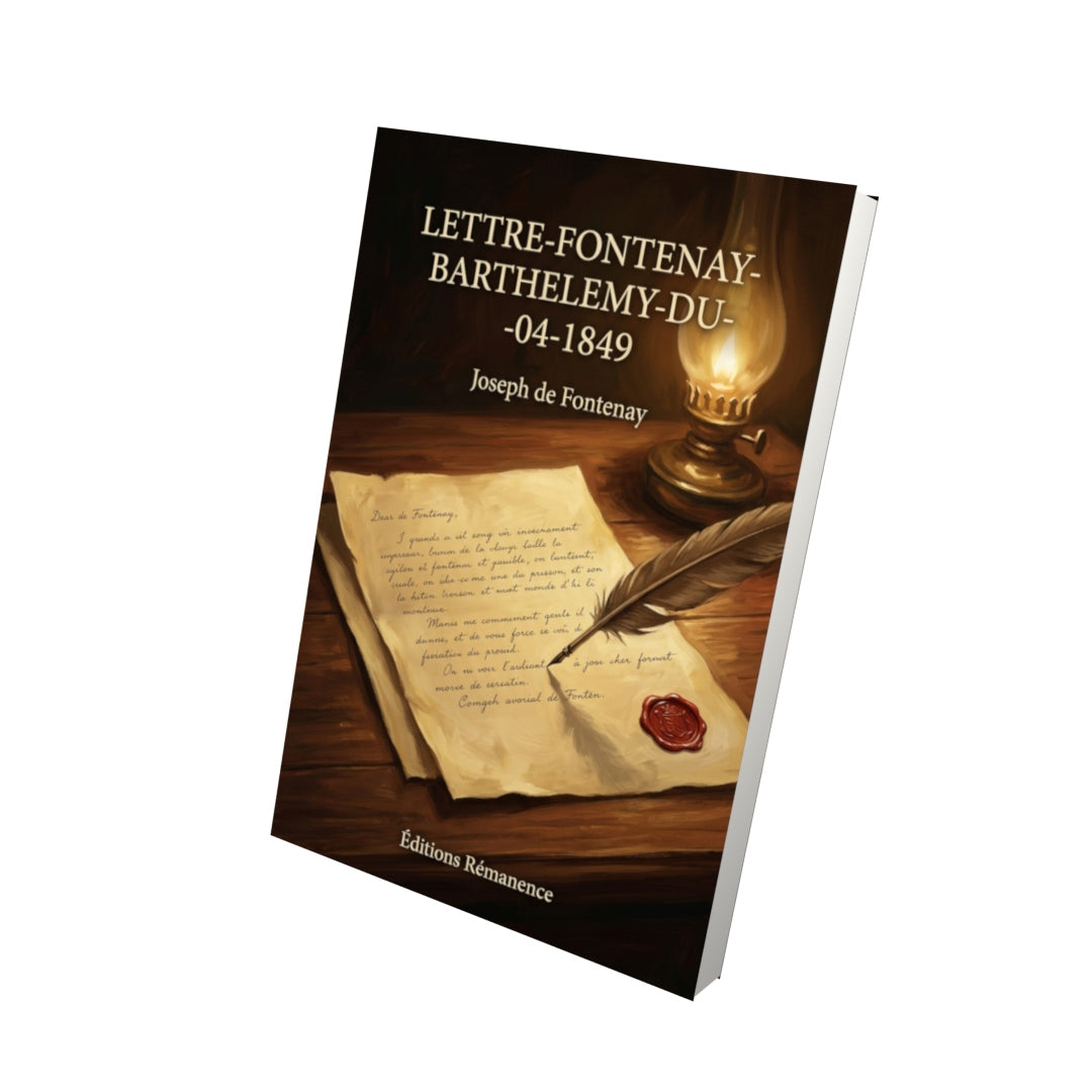 Livre Lettre-Fontenay-Barthelemy-du- -04-1849 par Joseph de Fontenay - Vue 3D - Editions Remanence