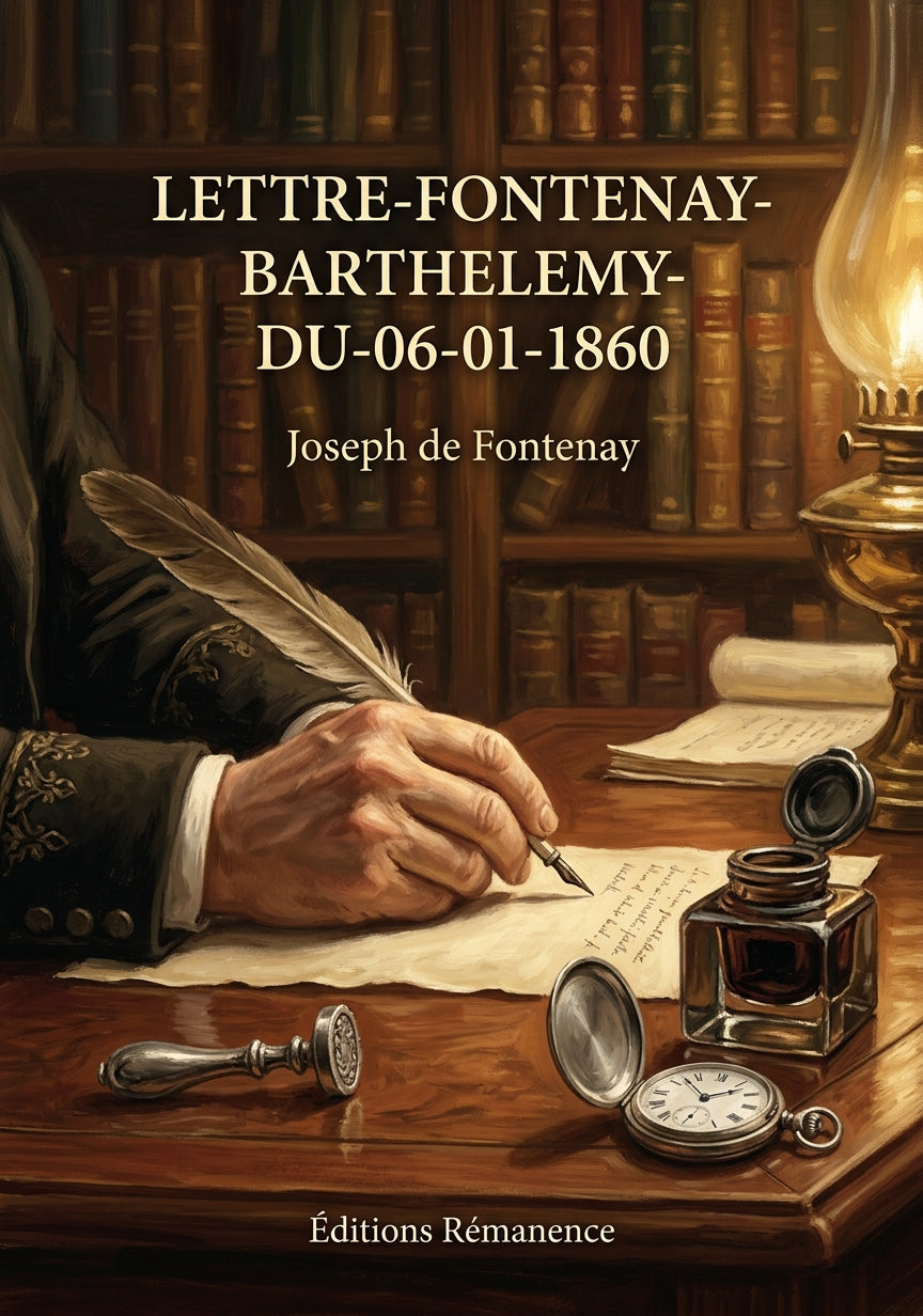 Livre Lettre-Fontenay-Barthelemy-du-06-01-1860 par Joseph de Fontenay - Couverture - Editions Remanence