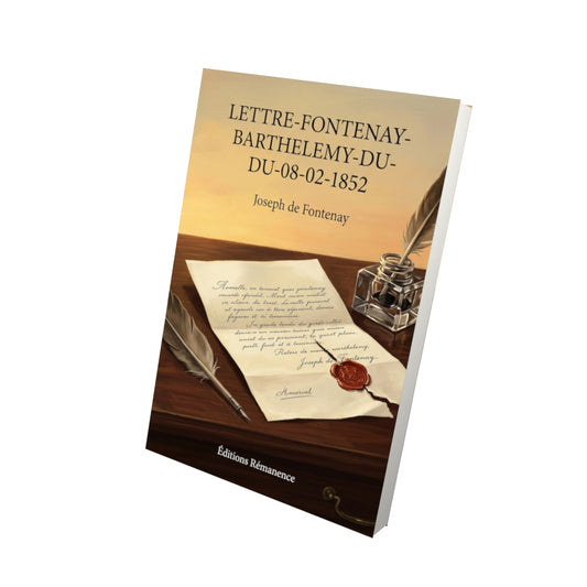 Livre Lettre-Fontenay-Barthelemy-du-08-02-1852 par Joseph de Fontenay - Vue 3D - Editions Remanence
