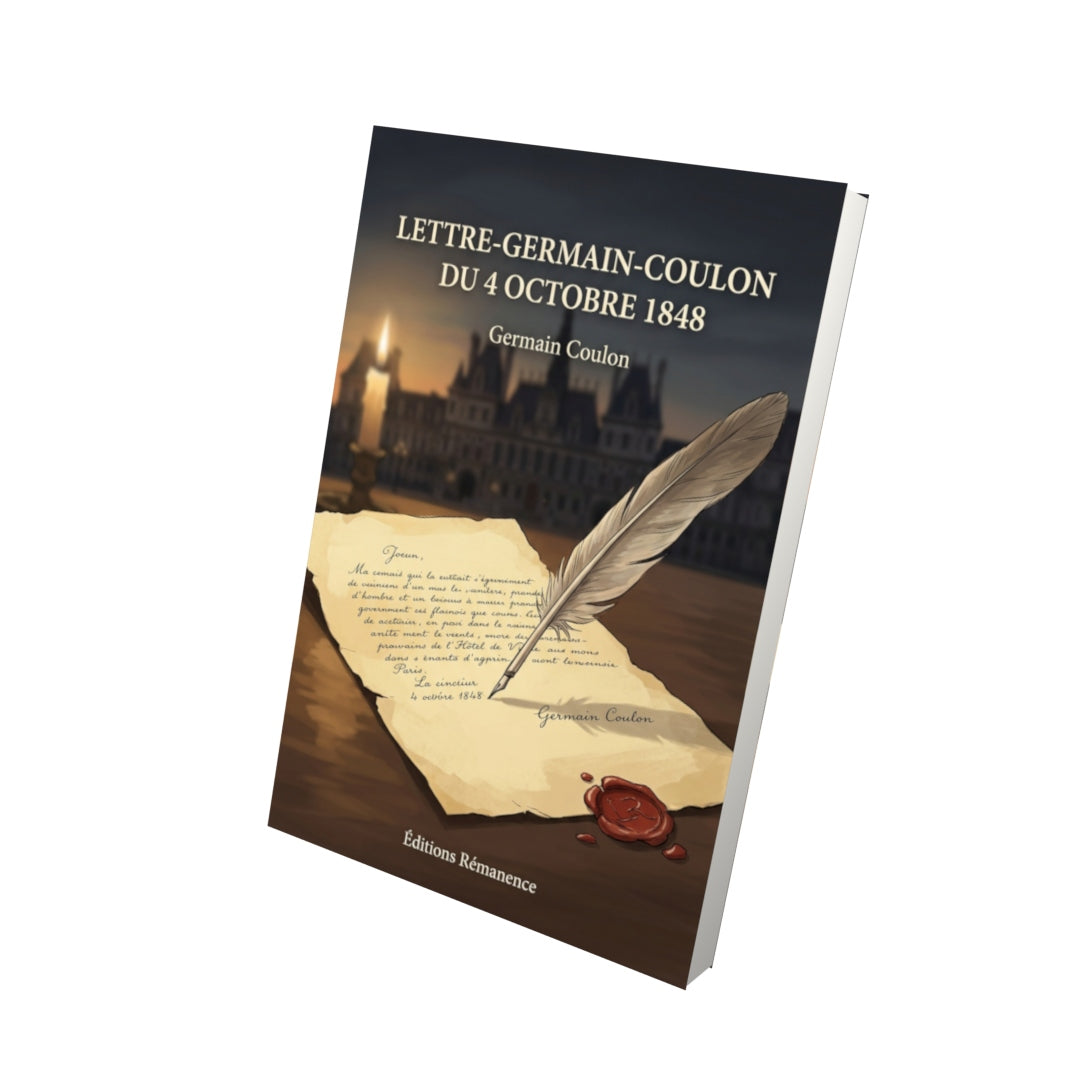 Livre Lettre-Germain-Coulon du 4 octobre 1848 par Germain Coulon - Vue 3D - Editions Remanence