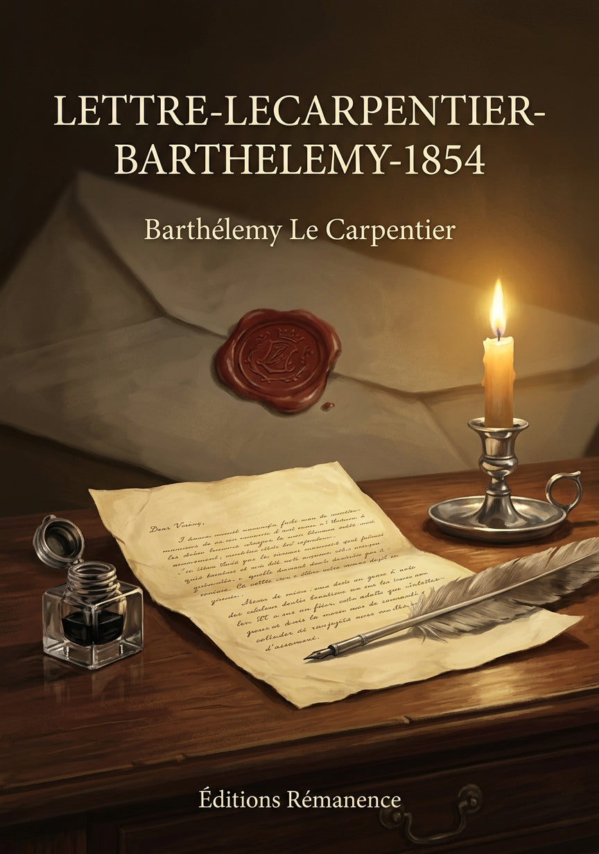 Livre Lettre-LeCarpentier-Barthelemy-1854 par Barthélemy Le Carpentier - Couverture - Editions Remanence