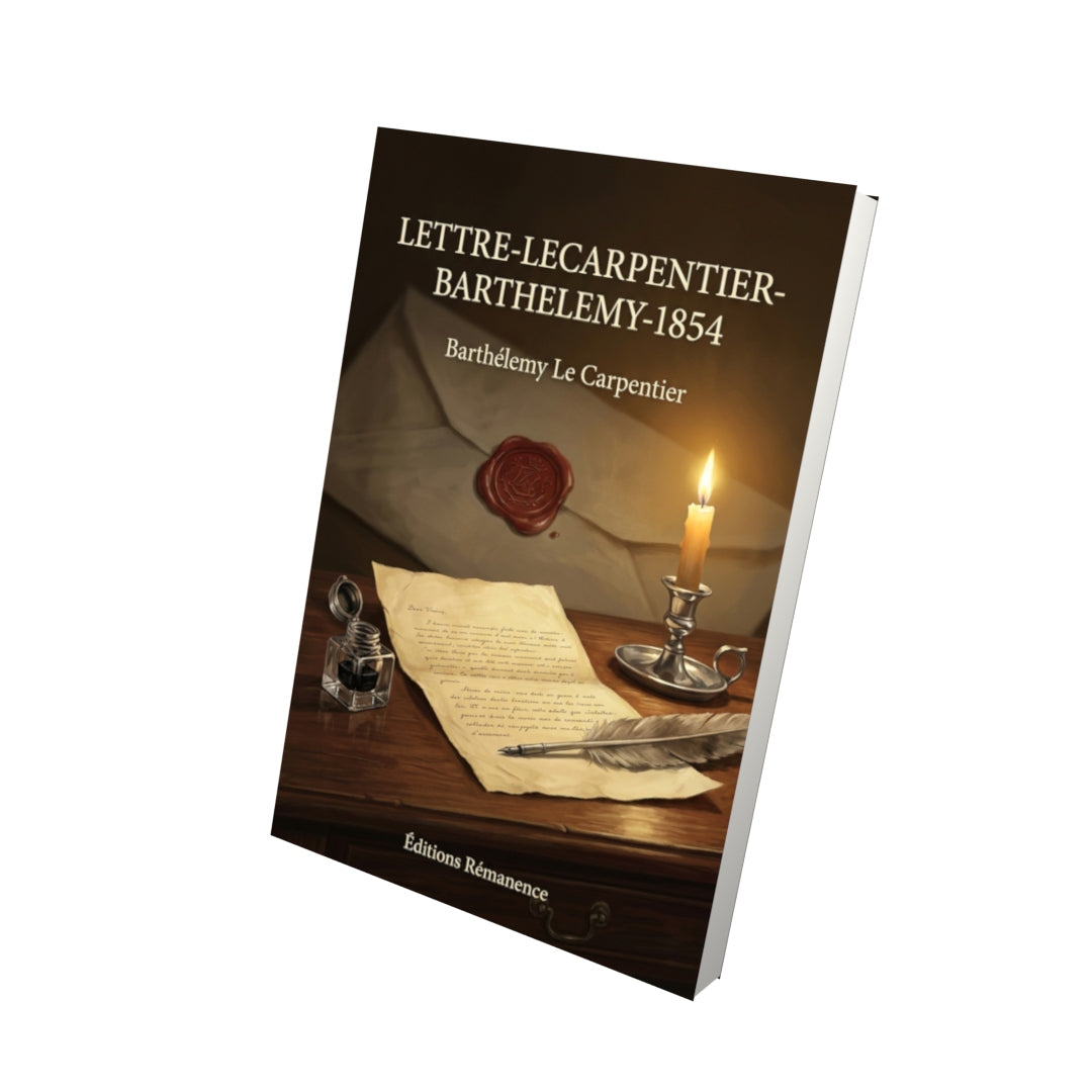 Livre Lettre-LeCarpentier-Barthelemy-1854 par Barthélemy Le Carpentier - Vue 3D - Editions Remanence