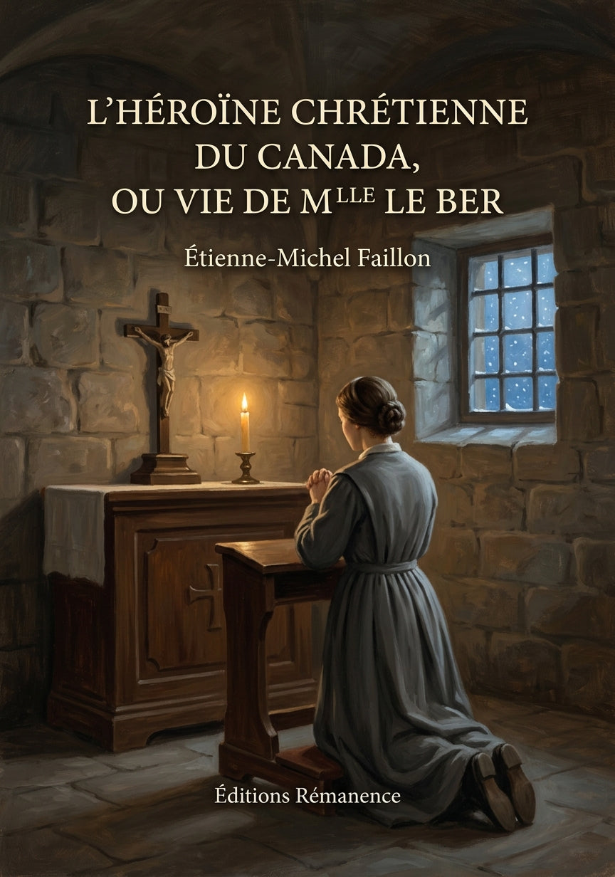 Livre L’Héroïne chrétienne du Canada, ou Vie de Mlle Le Ber par Étienne-Michel Faillon - Couverture - Editions Remanence