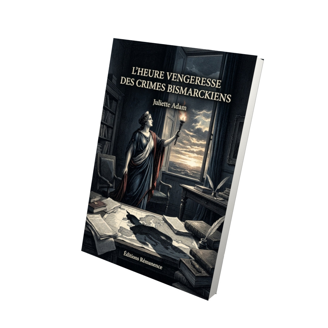 Livre L’Heure vengeresse des crimes bismarckiens par Juliette Adam - Vue 3D - Editions Remanence