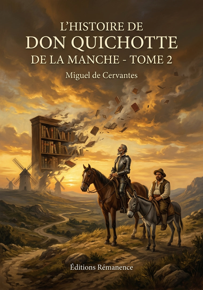 Livre L’Histoire de don Quichotte de la Manche - Tome 2 par Miguel de Cervantes - Couverture - Editions Remanence