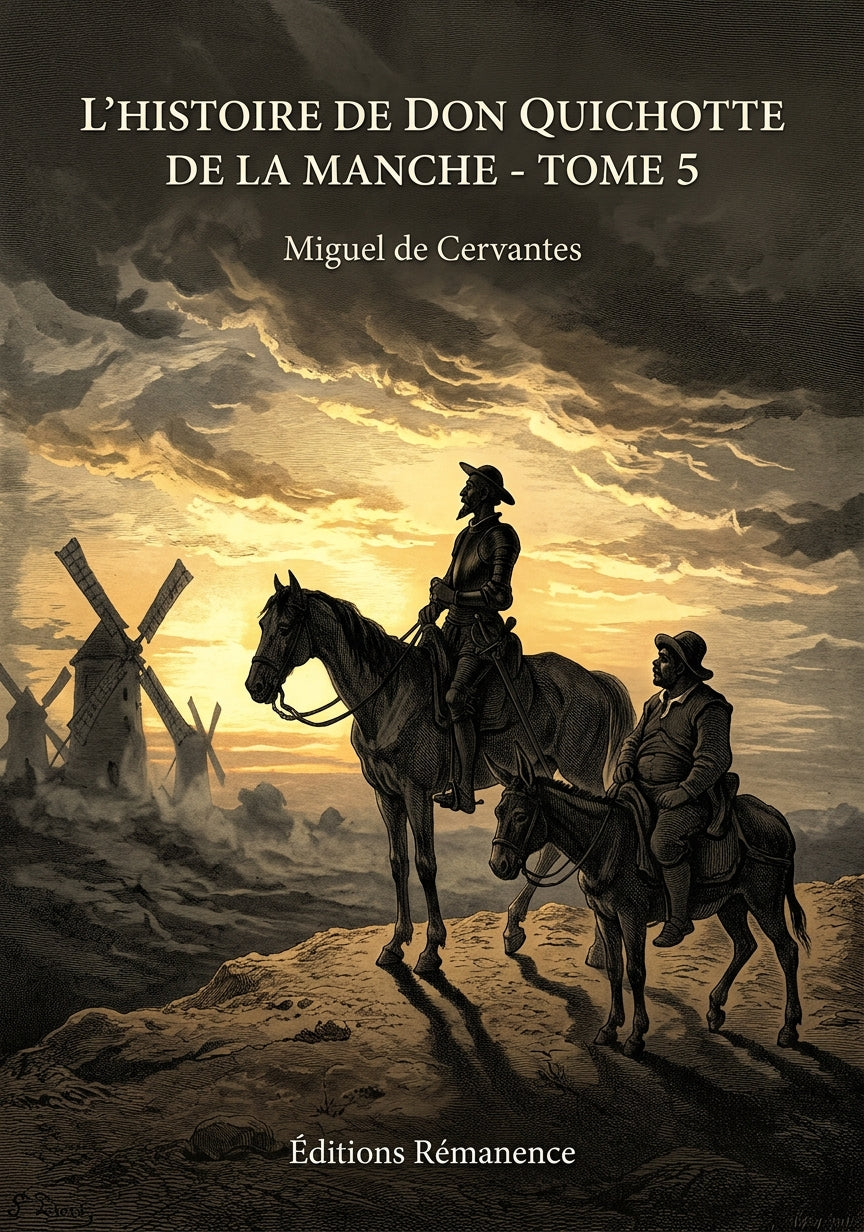 Livre L’Histoire de don Quichotte de la Manche - Tome 5 par Miguel de Cervantes - Couverture - Editions Remanence