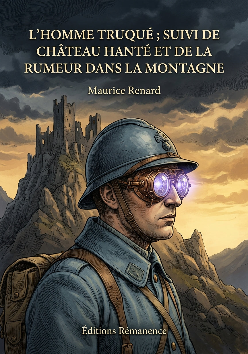 Livre L’homme truqué ; suivi de Château hanté et de La rumeur dans la montagne par Maurice Renard - Couverture - Editions Remanence