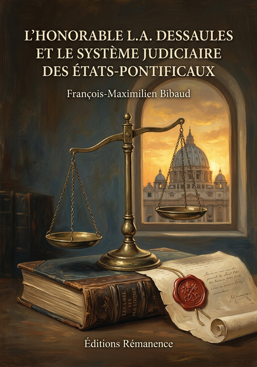 Livre L’Honorable L.A. Dessaules et le système judiciaire des États-pontificaux par François-Maximilien Bibaud - Couverture - Editions Remanence