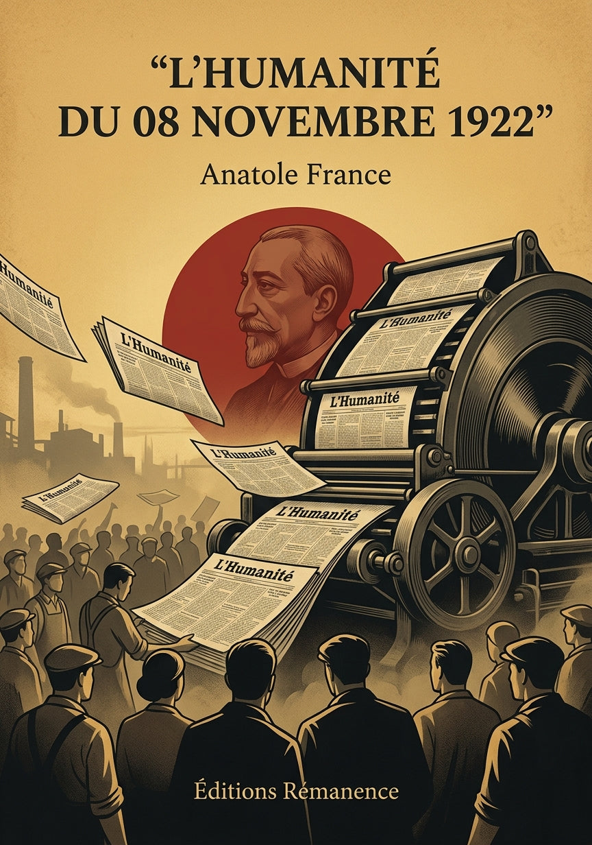 Livre L’Humanité du 08 novembre 1922 par Anatole France - Couverture - Editions Remanence